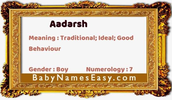 Aadarsh name meaning