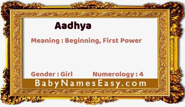 Aadhya name meaning