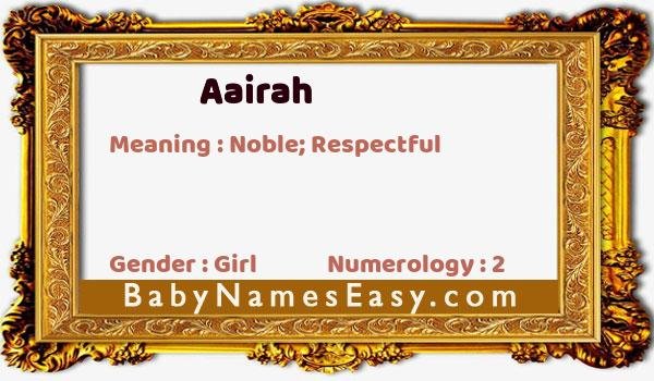 Aairah name meaning