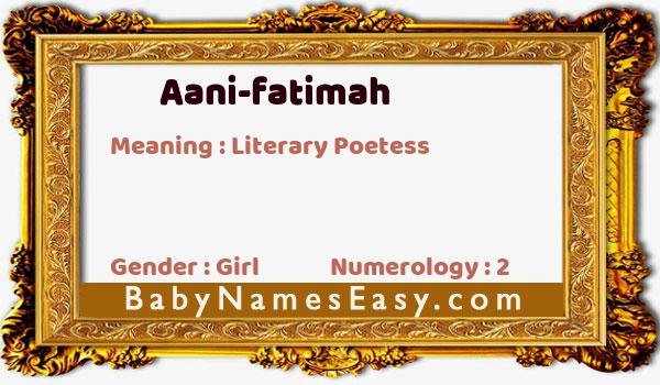 Aani-fatimah name meaning