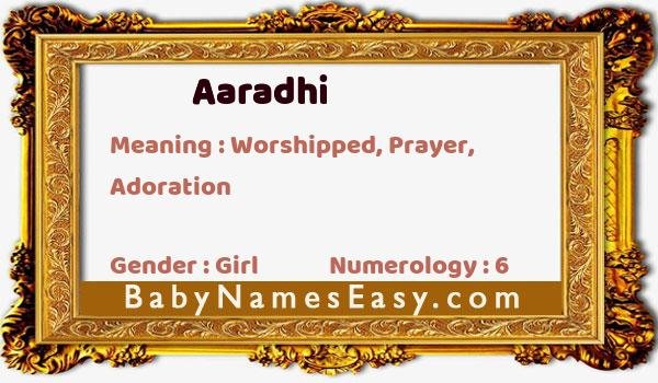 Aaradhi name meaning