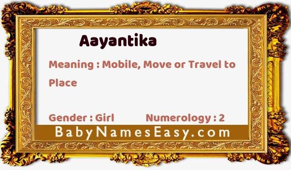 Aayantika name meaning