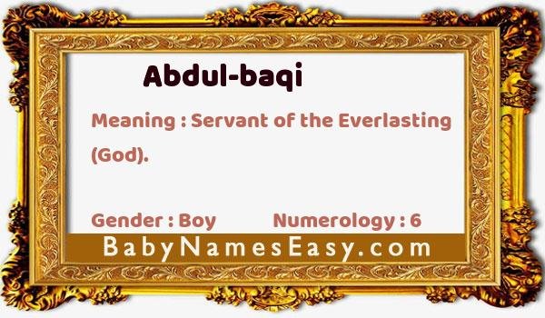 Abdul-baqi name meaning