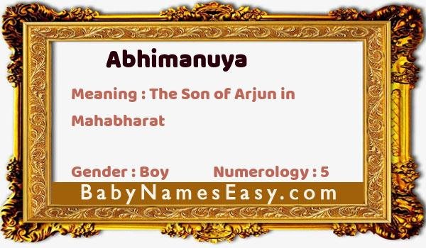 Abhimanuya name meaning