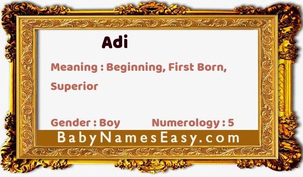 Adi name meaning