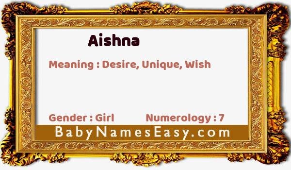 Aishna name meaning