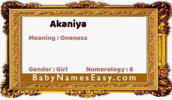 Akaniya name meaning