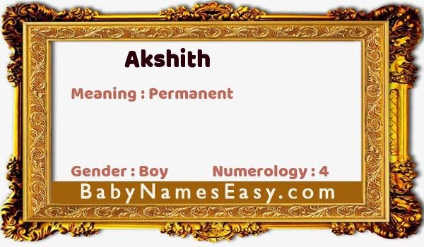 Akshith name meaning