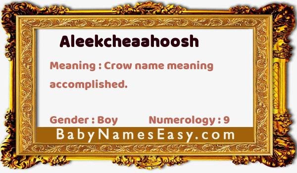 Aleekcheaahoosh name meaning
