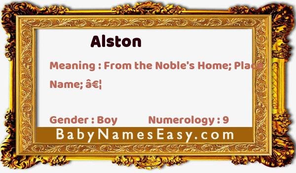 Alston name meaning