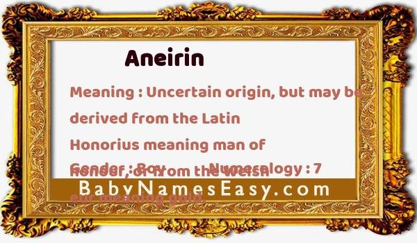 Aneirin name meaning