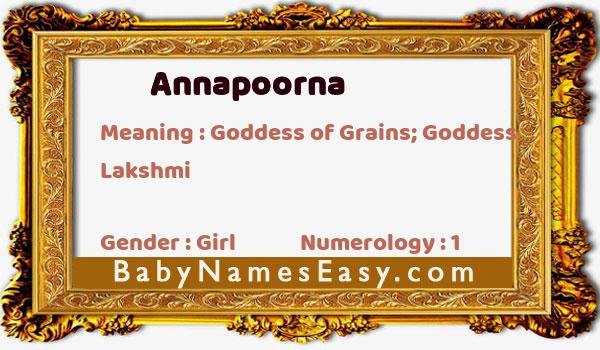 Annapoorna name meaning