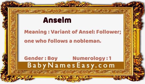 Anselm name meaning