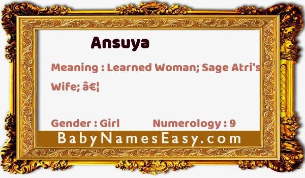 Ansuya name meaning
