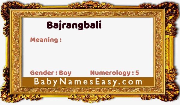 Bajrangbali name meaning