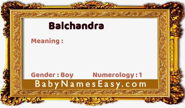 Balchandra name meaning