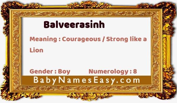 Balveerasinh name meaning