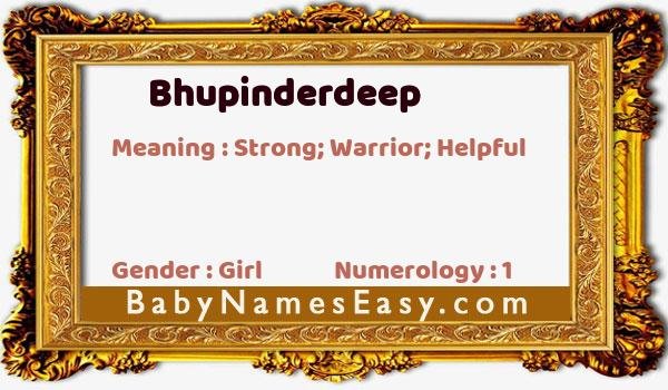 Bhupinderdeep name meaning