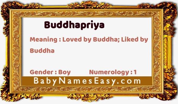 Buddhapriya name meaning