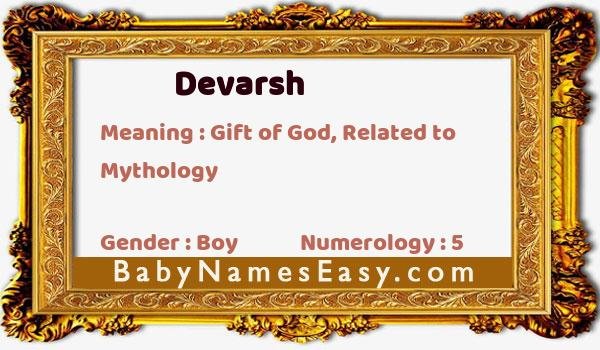 Devarsh name meaning