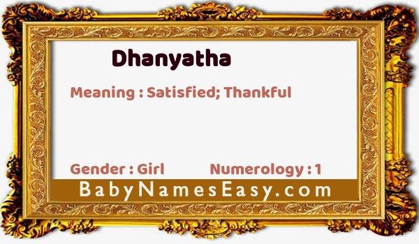 Dhanyatha name meaning