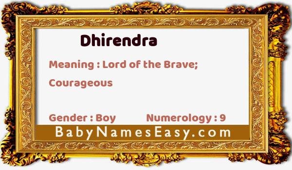 Dhirendra name meaning