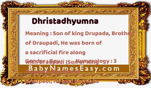 Dhristadhyumna name meaning