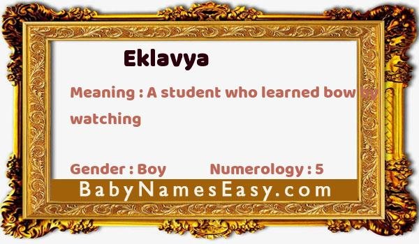Eklavya name meaning