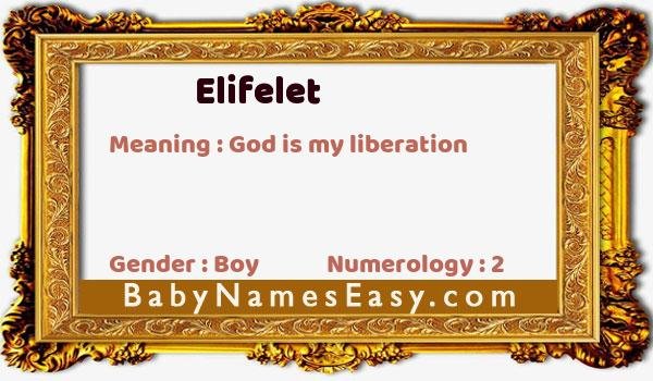 Elifelet name meaning