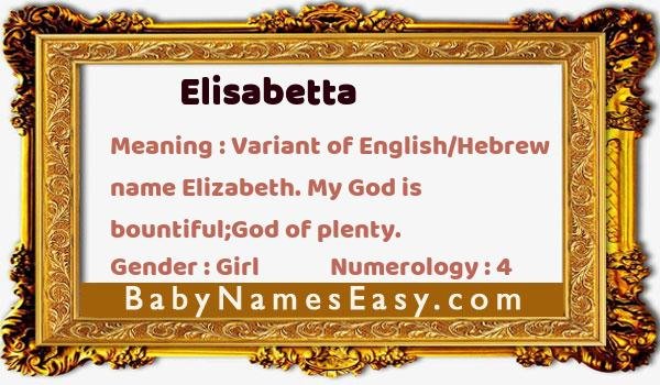 Elisabetta name meaning