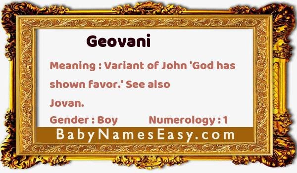 Geovani name meaning