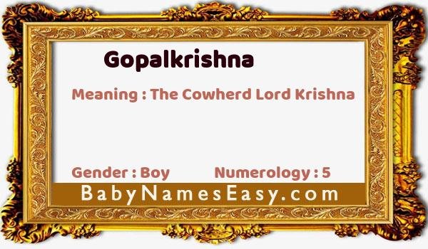 Gopalkrishna name meaning