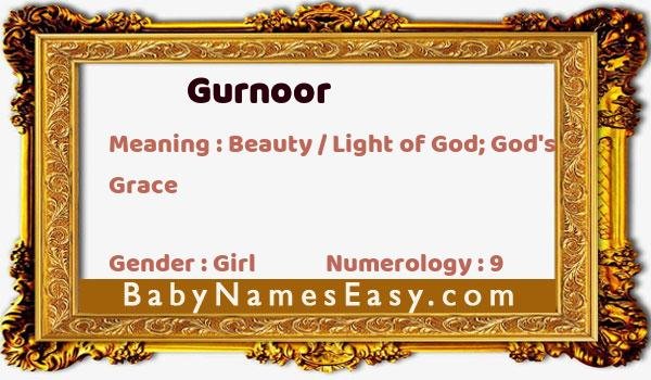 Gurnoor name meaning