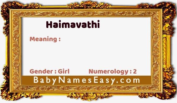 Haimavathi name meaning
