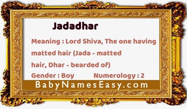 Jadadhar name meaning