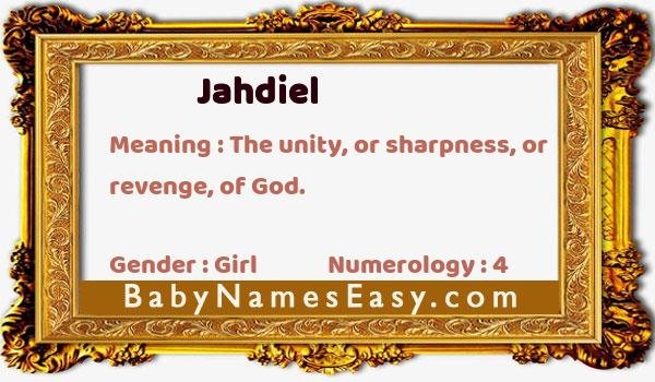 Jahdiel name meaning