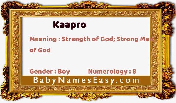 Kaapro name meaning