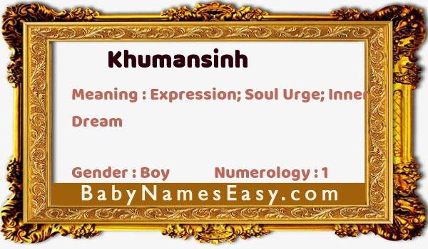 Khumansinh name meaning