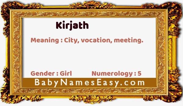 Kirjath name meaning