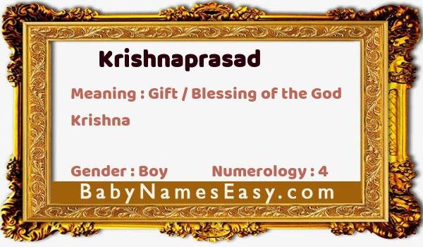 Krishnaprasad name meaning