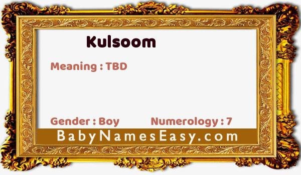 Kulsoom name meaning