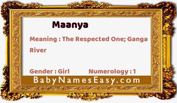 Maanya name meaning