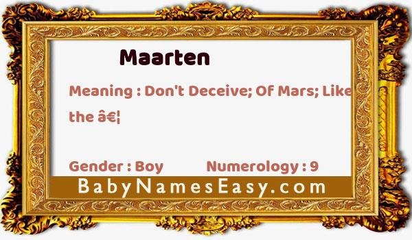 Maarten name meaning