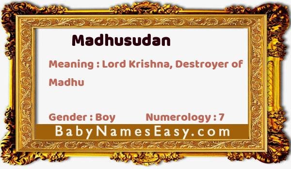 Madhusudan name meaning