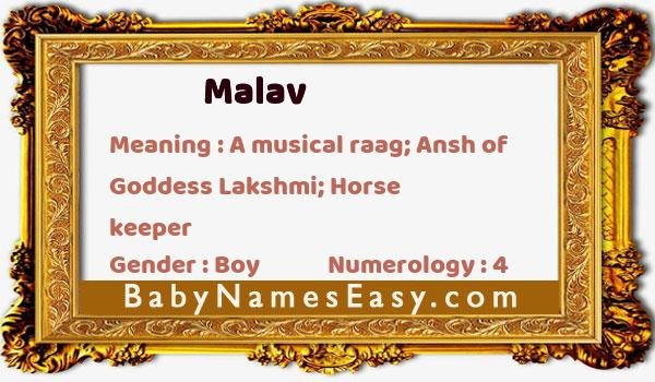 Malav name meaning