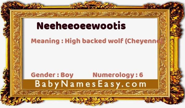 Neeheeoeewootis name meaning