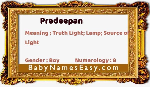 Pradeepan name meaning