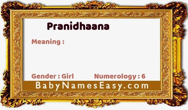 Pranidhaana name meaning