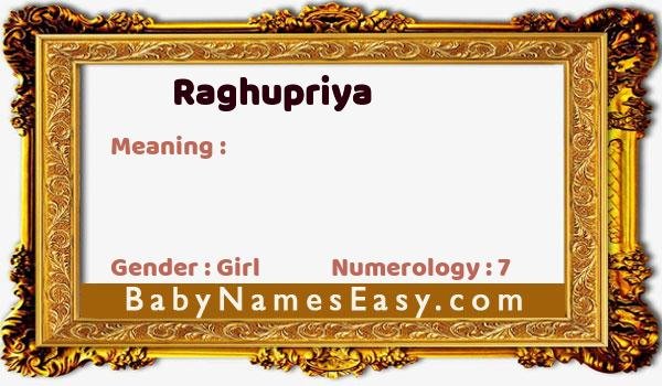 Raghupriya name meaning
