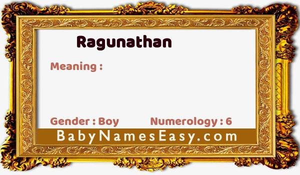 Ragunathan name meaning